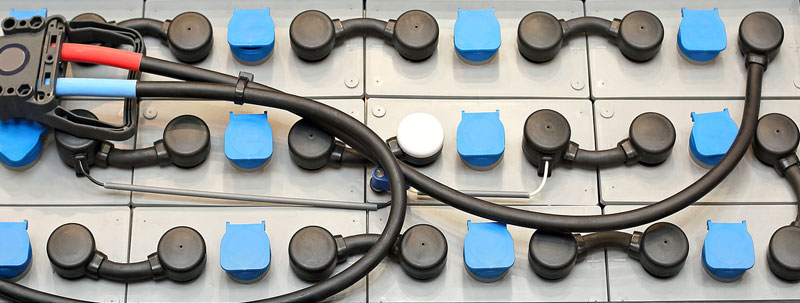 Top view of a forklift battery